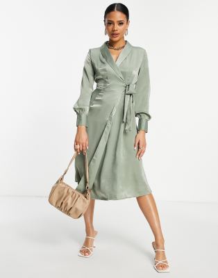 wrap dress sage green