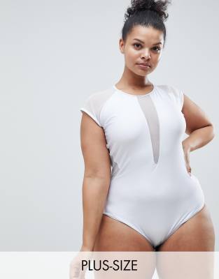 plus size cap sleeve swimsuit