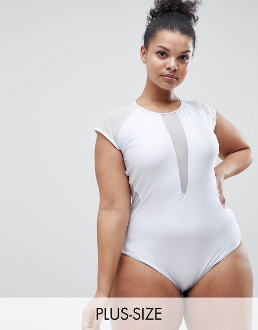 Short sleeve bathing suit plus size sale