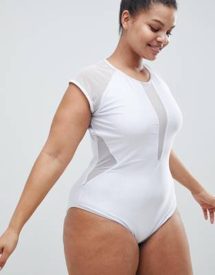 plus size cap sleeve swimsuit