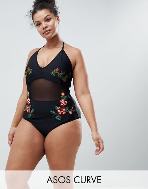 Mesh swimsuit plus on sale size