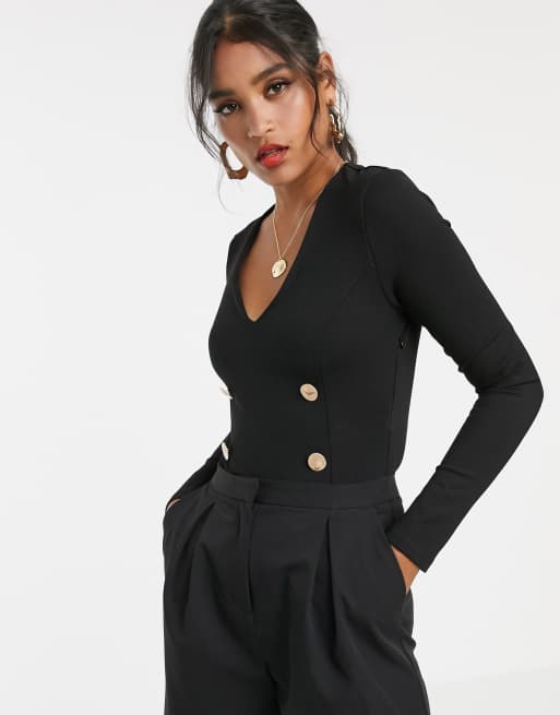 Unique 21 PonteBodysuit mit Goldknöpfen ASOS