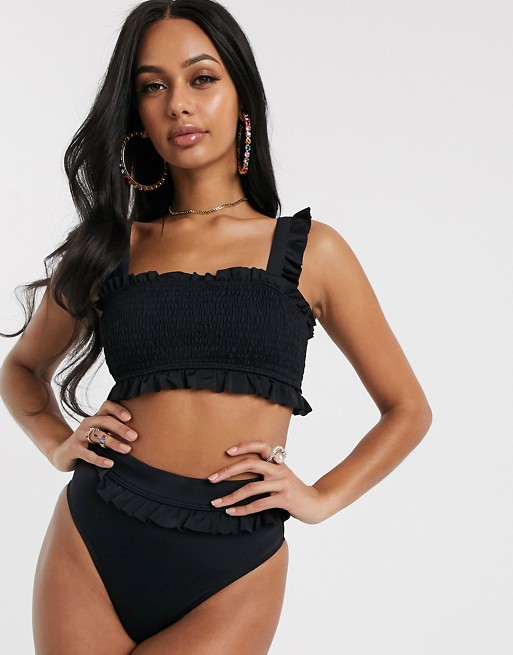 Unique 21 Shirred Frill Strap Bikini Top