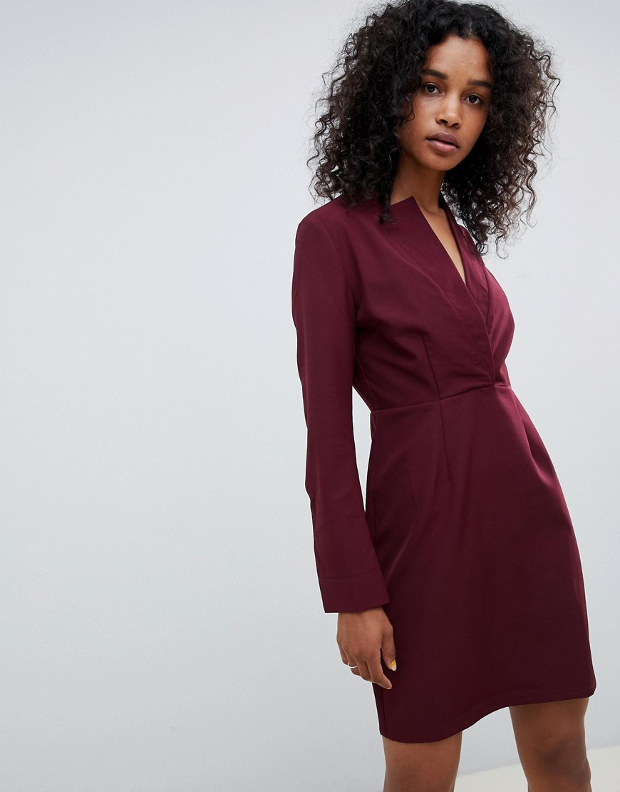 Unique 21 tailored dress with high collar-Purple