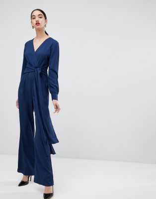 navy blue long sleeve jumpsuit