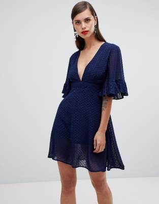 Unique 21 v neck smock dress-Navy