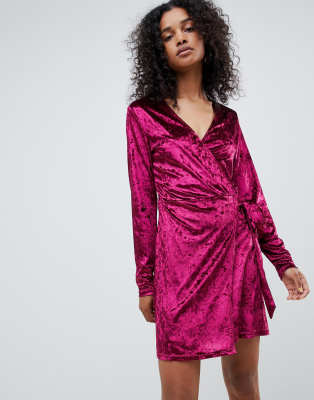 Unique 21 velvet wrap dress-Red