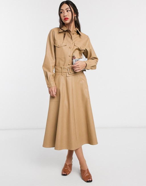 UNIQUE 21 western style midi skirt with wide wrap belt in faux leather co-ord