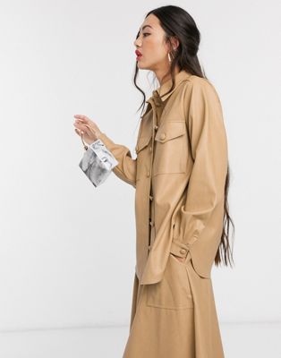 UNIQUE 21 western style shirt in faux leather co-ord | ASOS