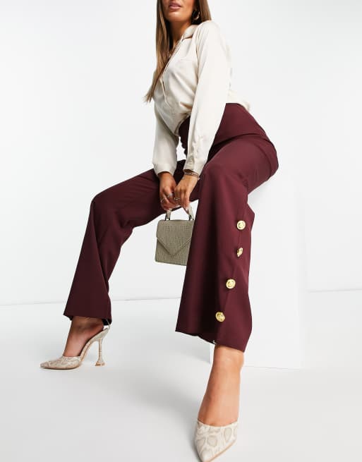 Unique 21 wide leg suit pants in dark berry