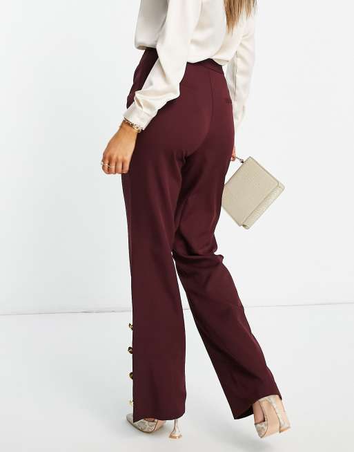 Unique 21 wide leg suit trousers in dark berry