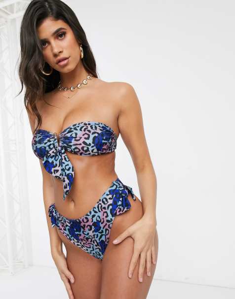 Unique21 Abstract Leopard Knot Bandeau Bikini Top - view 1