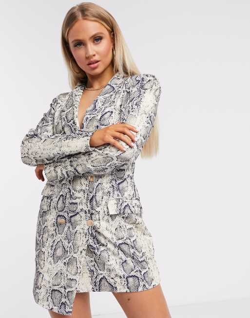 Unique21 asymmetric blazer dress in snake print | ASOS