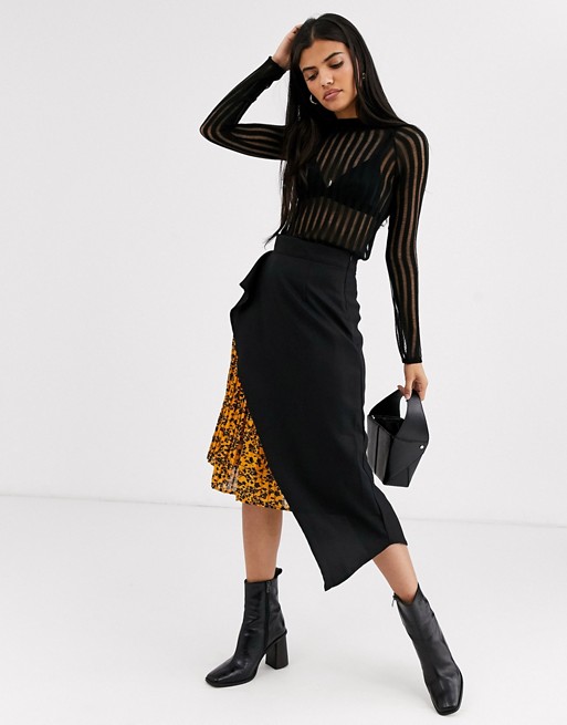 Unique21 asymmetric skirt with contrast print panel