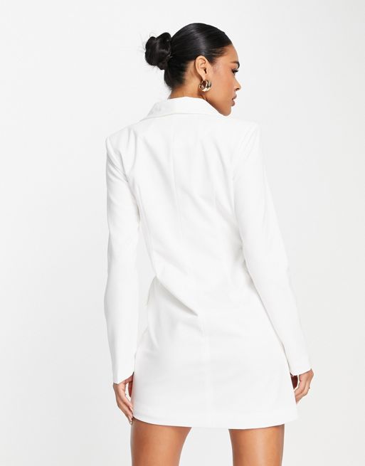 Unique21 – Biała dwurzędowa sukienka żakietowa o asymetrycznym kroju | ASOS