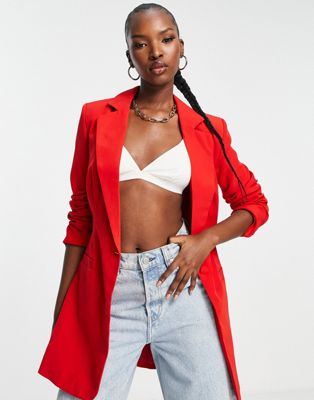 Unique21 fitted longline blazer in red