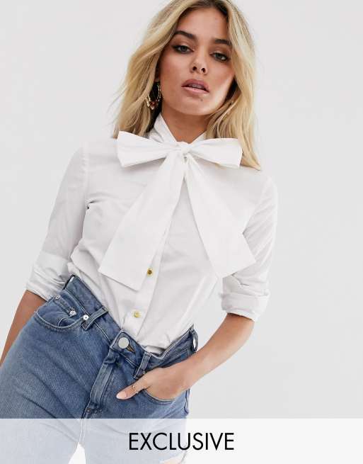 UNIQUE21 - Blouse met brede manchetten en strik