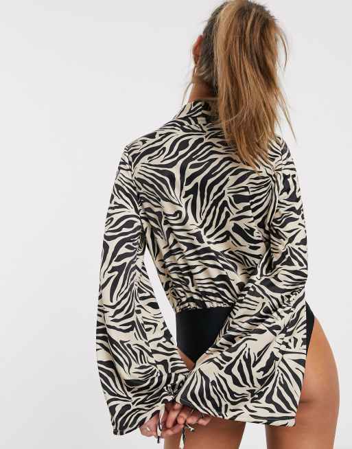 Unique21 - Body a portafoglio con stampa animalier astratta, 2 di 4