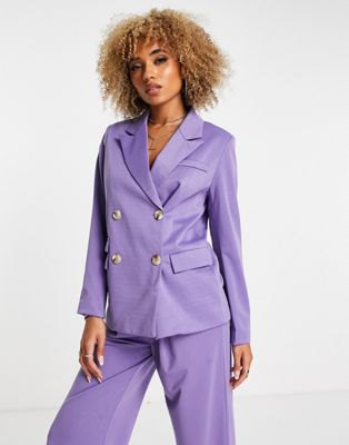 Unique21 boxy oversized blazer co ord in purple - ASOS Price Checker