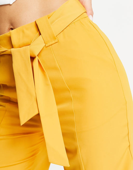 Unique21 - Broek met hoge taille en riem in mangogeel, 3 van 4