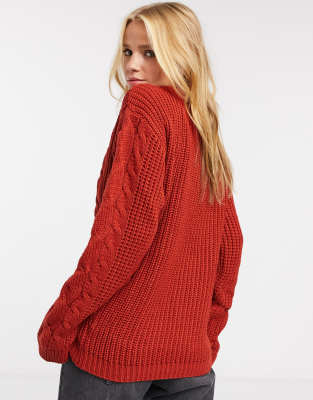 rust chunky knit cardigan