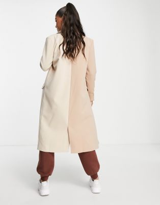 UNIQUE21 COLOR BLOCK TRENCH COAT