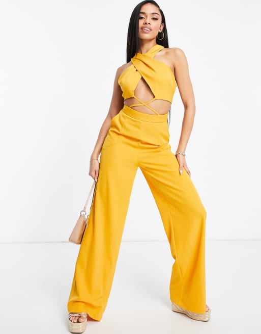 Mango store jumpsuit yellow