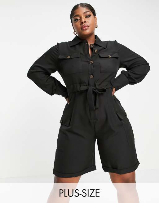 Unique21 Curve - Hero - Utility playsuit in zwart