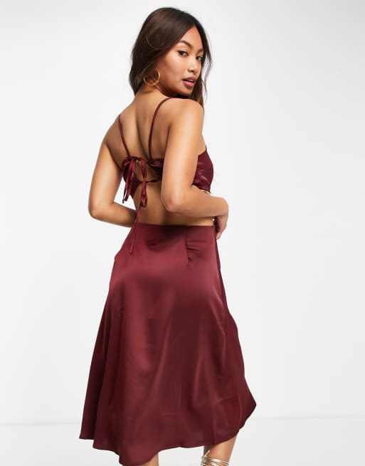 Burgundy cami clearance dress