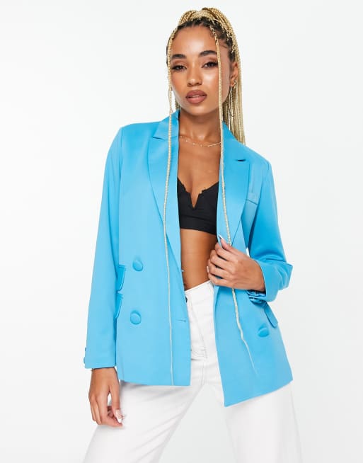 Unique21 - Cyan blå oversized blazer