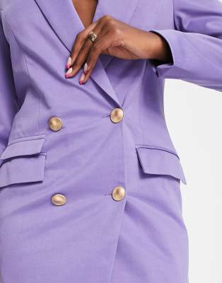  The Drop Women's Purple Double Breasted Blazer Dress