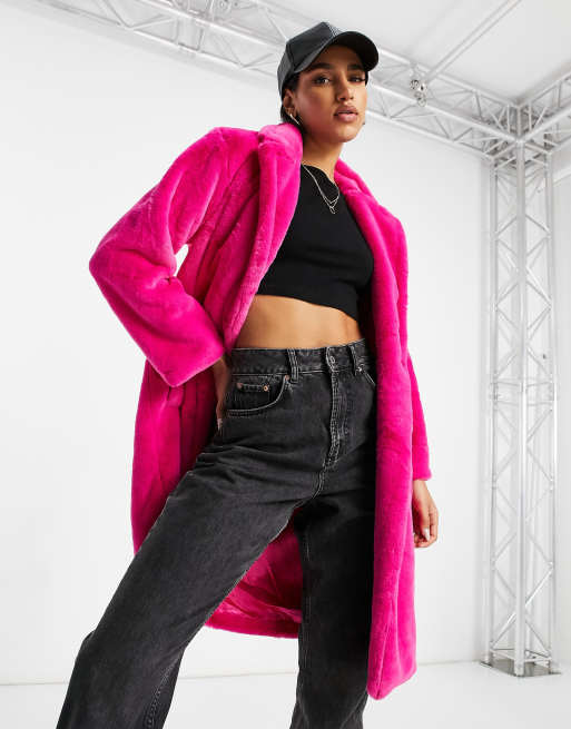 Asos pink clearance faux fur coat