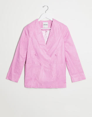 hot pink faux leather jacket