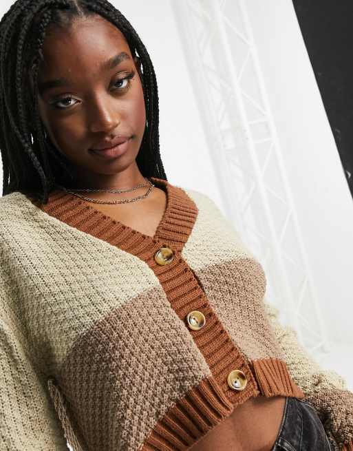Unique21 - Gilet effet color block ton sur ton - Marron et caramel, 3 de 4