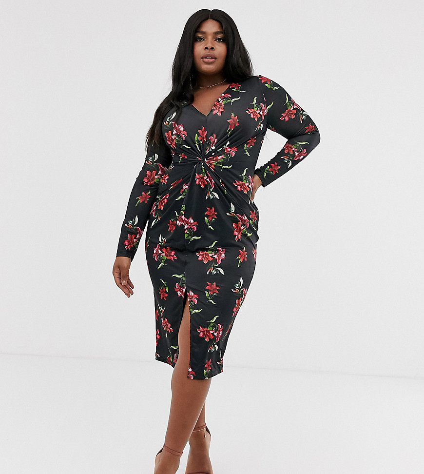 Unique21 Hero floral gathered front dress-Multi