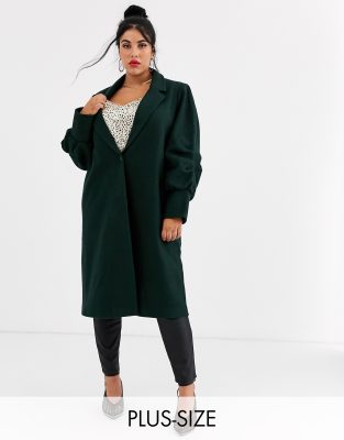 plus size green wool coat