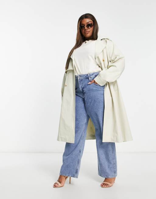Unique21 Hero Plus a-line flap pocket trench coat in beige