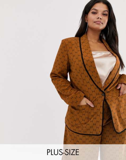 UNIQUE21 - Hero Plus - Blazer met strikjesprint en contrsaterende revers - view 1