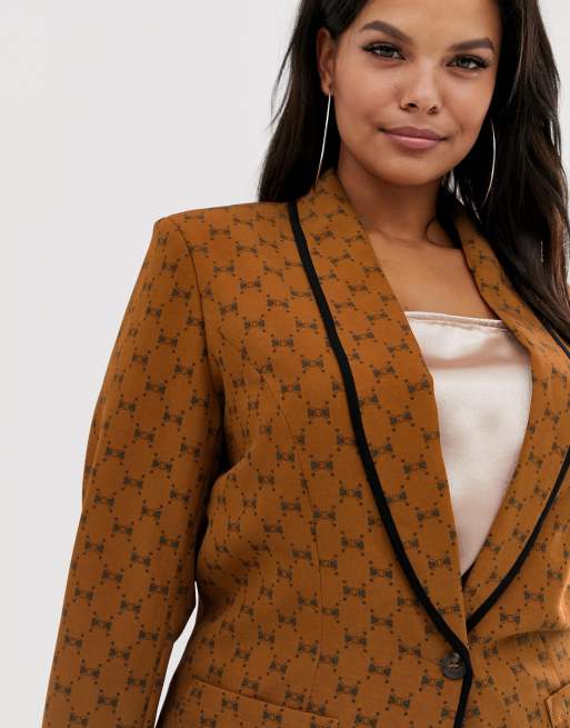 UNIQUE21 - Hero Plus - Blazer met strikjesprint en contrsaterende revers, 3 van 3