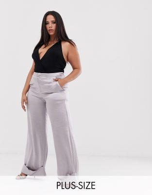 plus size satin pants