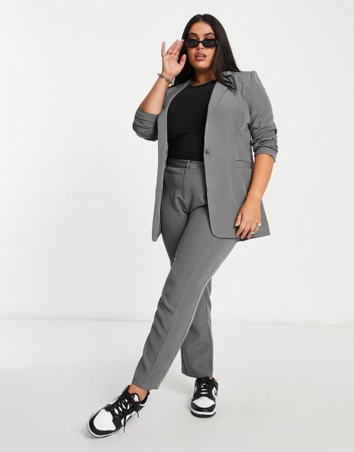 Unique21 Petite high waisted tailored pants in grey (part of a set)