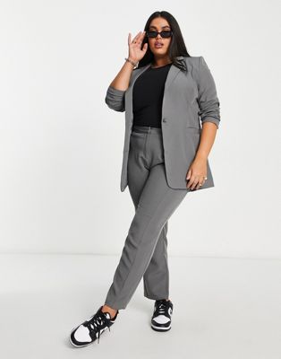 Unique21 Hero Plus high waisted tailored trousers co-ord in grey