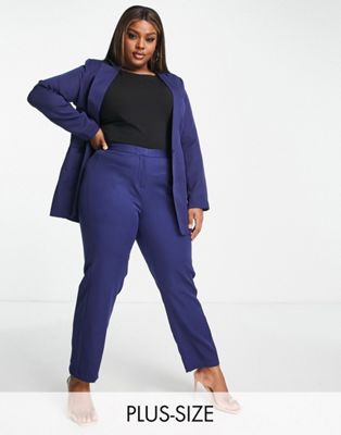 Unique21 Hero Plus high waisted tailored trousers coord in navy - ASOS Price Checker