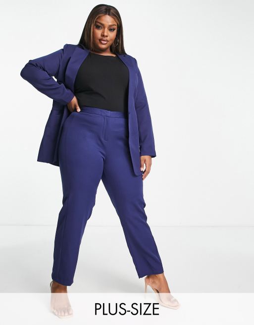 Pieces high waisted wide leg tailored trousers co-ord in blue