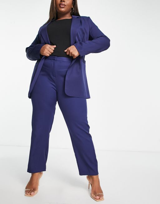 Plus size navy 2024 blue pants suit