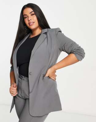 Unique21 Hero Plus longline blazer co-ord in grey