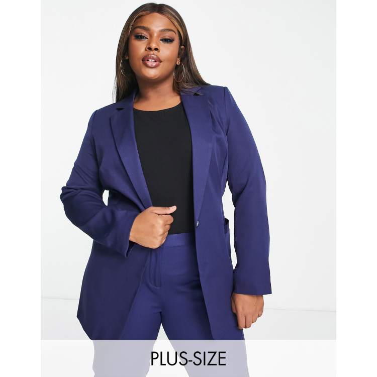 Navy longline deals blazer womens