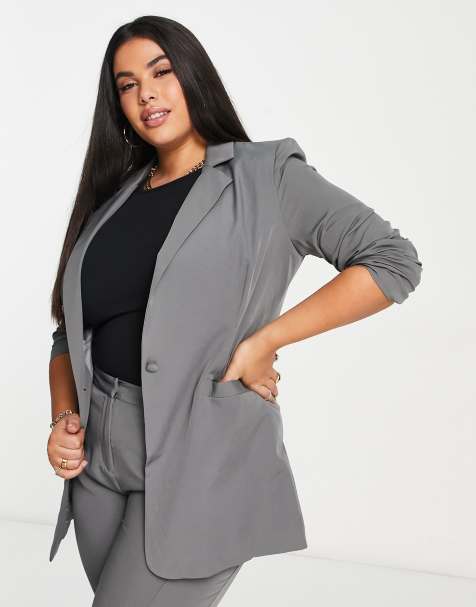 Unique21 Hero Plus longline blazer in grey (part of a set) - view 1
