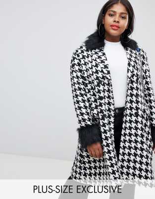 plus size houndstooth coat