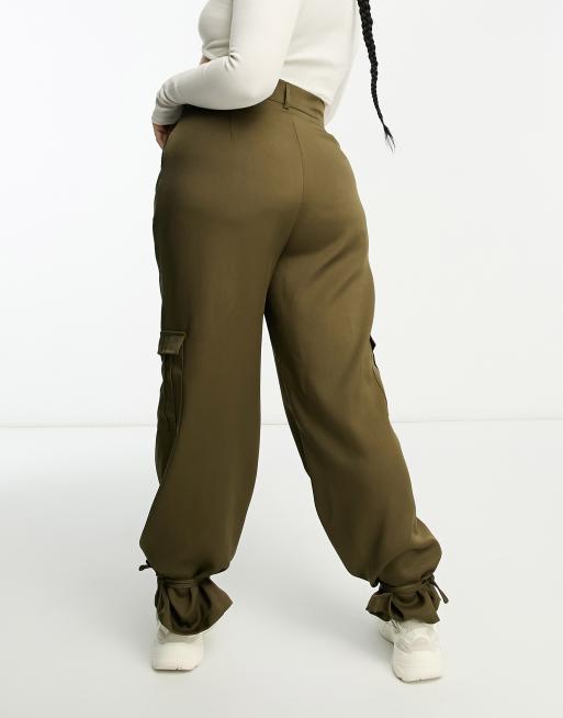 Unique21 Hero Plus - Pantalon cargo à taille haute avec liens noués aux chevilles - Kaki, 2 de 4